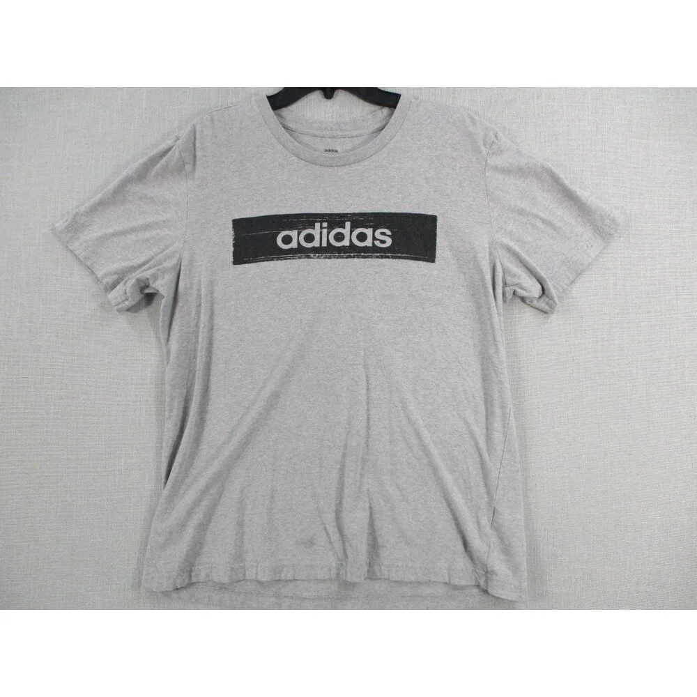 Adidas Mens Gray Graphic Logo T-Shirt Size L‎ Short Sleeve Lightweight Casual